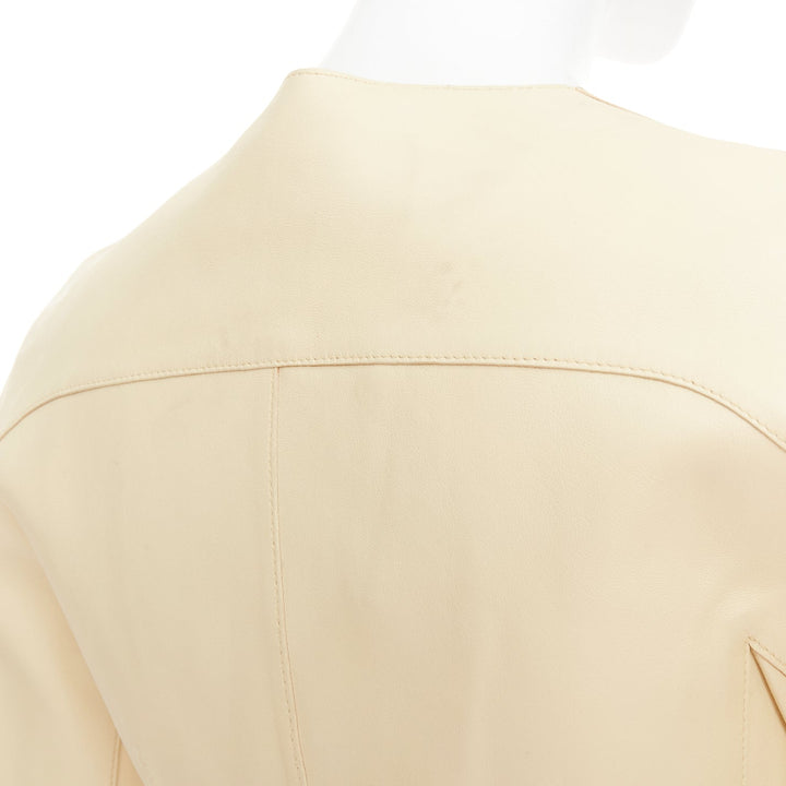 MARNI buttery yellow lamb leather round sleeve peplum asymmetric jacket IT38 XS