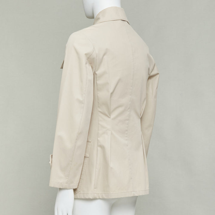 DOLCE GABBANA beige cotton brown horn buttons pockets field jacket IT44 XS