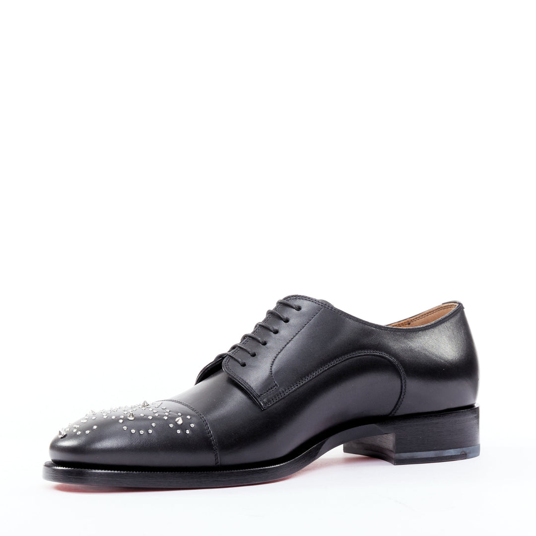 Male mannequin wearing Christian Louboutin Maltese Black Leather Men Loafer in Size EU43 | Available at JHROP