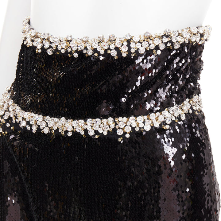 rare ALEXANDRE VAUTHIER COUTURE 2021 black silver crystal sequin maxi skirt