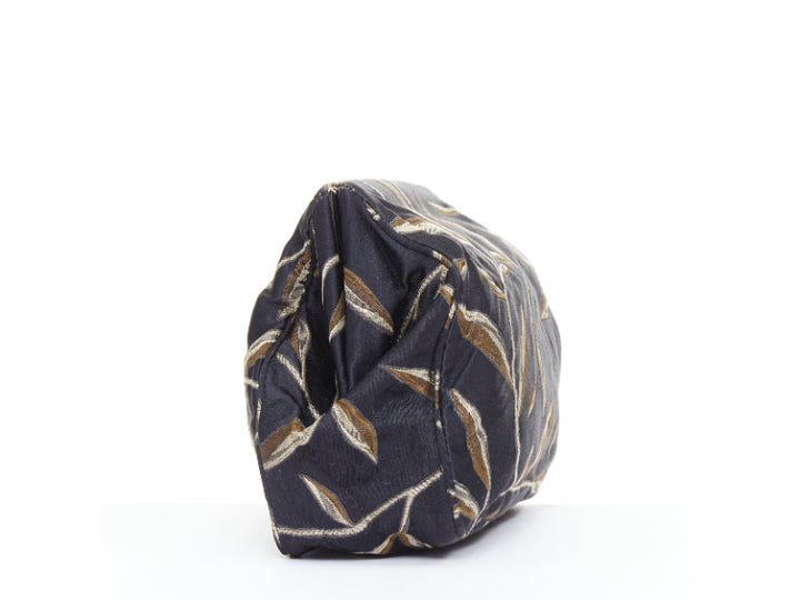 PRADA 1997 Vintage Runway Raso Calla Lily black chinoiserie pouch clutch bag