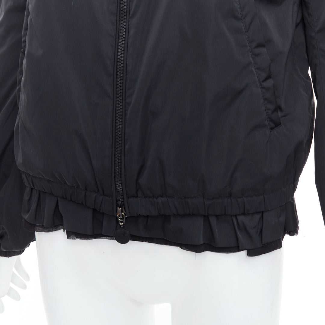 MONCLER G32-003 black logo puffer mesh trim nylon bomber Sz.2 M