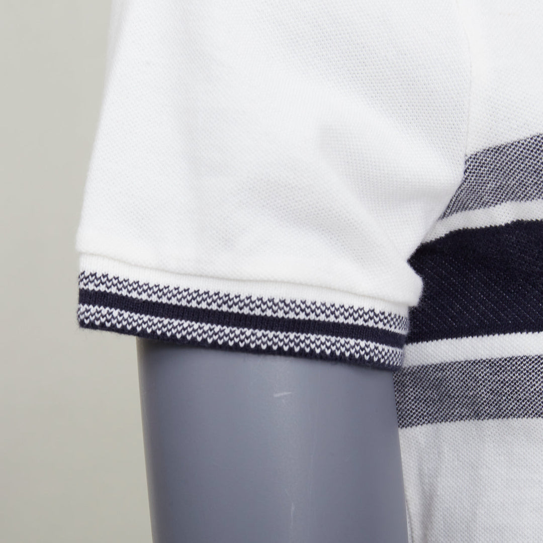 DIOR Dioriviera Signature Band white cotton navy striped intarsia polo shirt XS