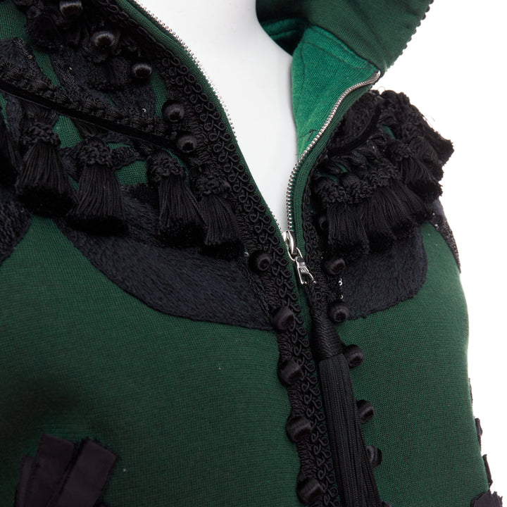 rare MARC JACOBS 2016 green tencel cashmere tassel floral embroidery hoodie XS
