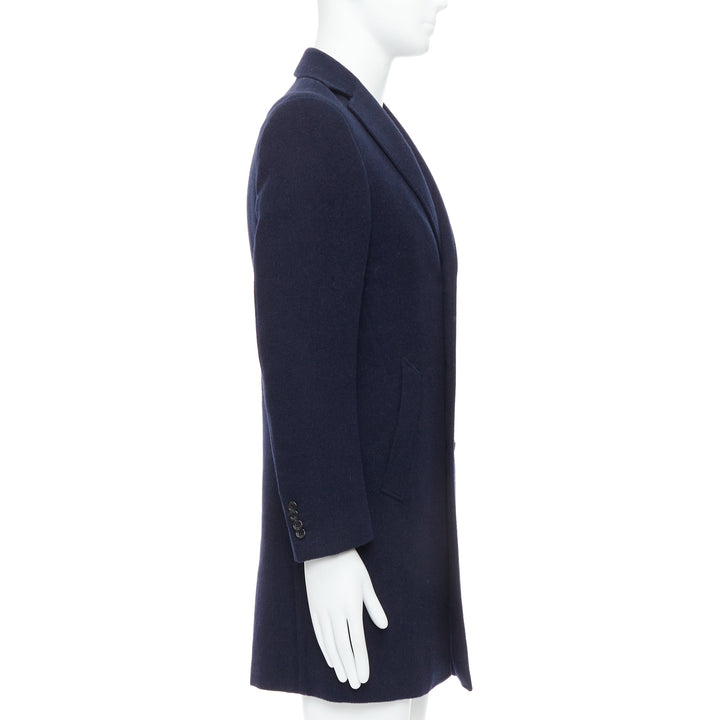 CANALI Kei 100% wool navy blue single vent long coat IT44 XS