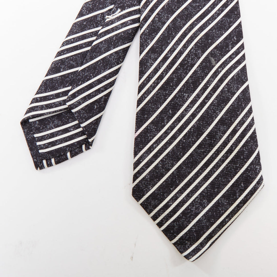 KITON NAPOLI Set of 4 100% silk blue green black white diagonal stripe dress tie