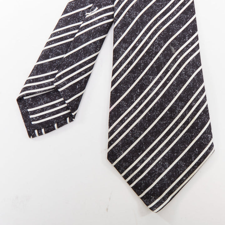 KITON NAPOLI Set of 4 100% silk blue green black white diagonal stripe dress tie