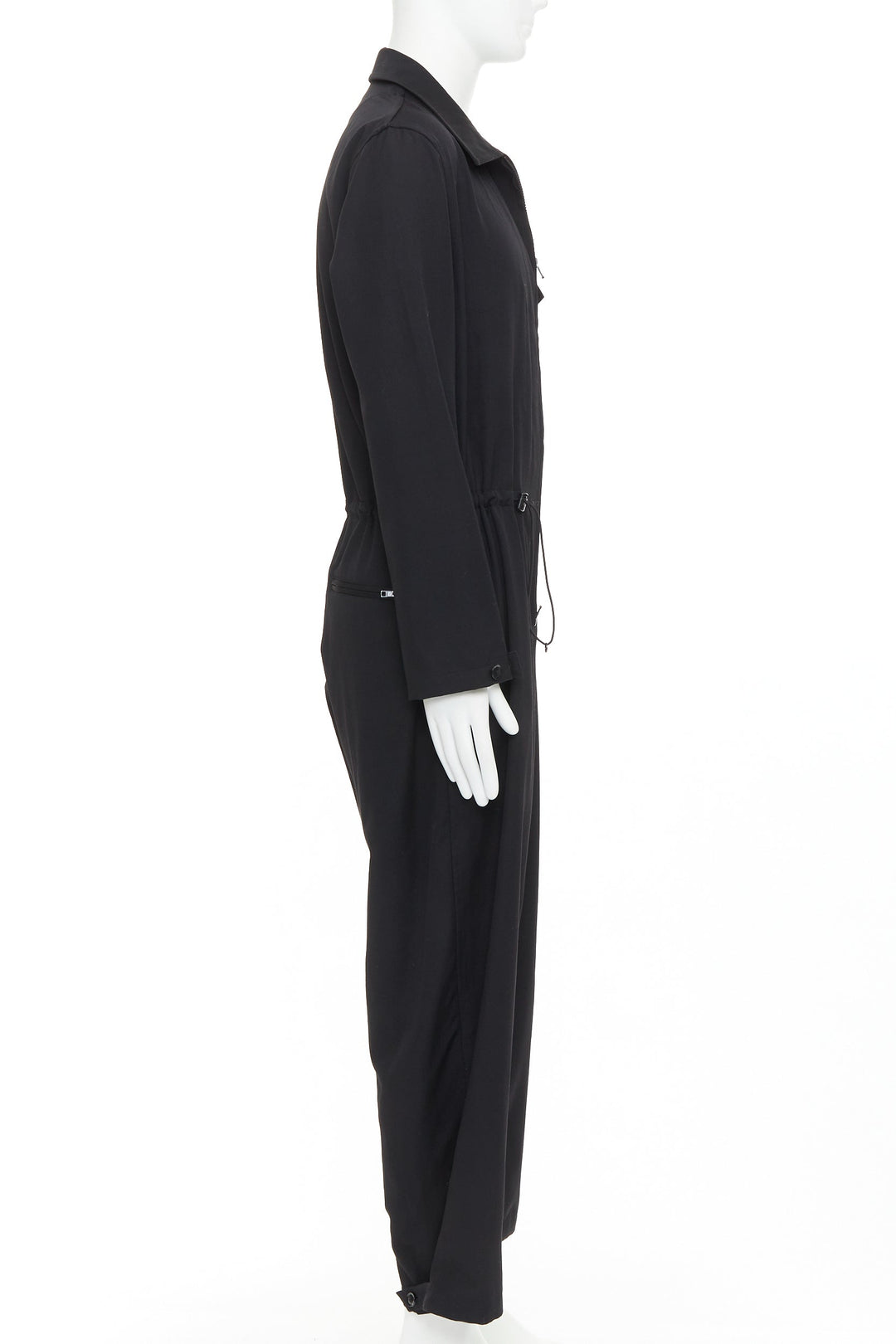 YOHJI YAMAMOTO HOMME black lightweight wool pocket cargo overall jumpsuit JP2 M