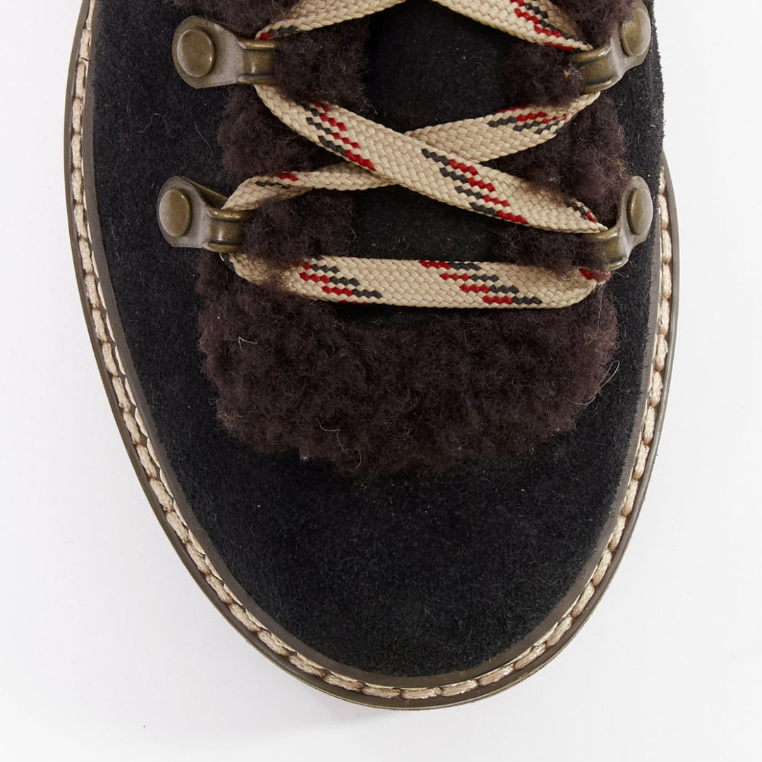 SEE BY CHLOE Eileen brown shearling black suede mountain hiking boots EU37