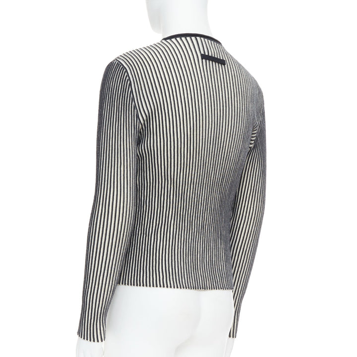 JEAN PAUL GAULTIER MAILLE HOMME 100% virgin wool white navy ribbed top M