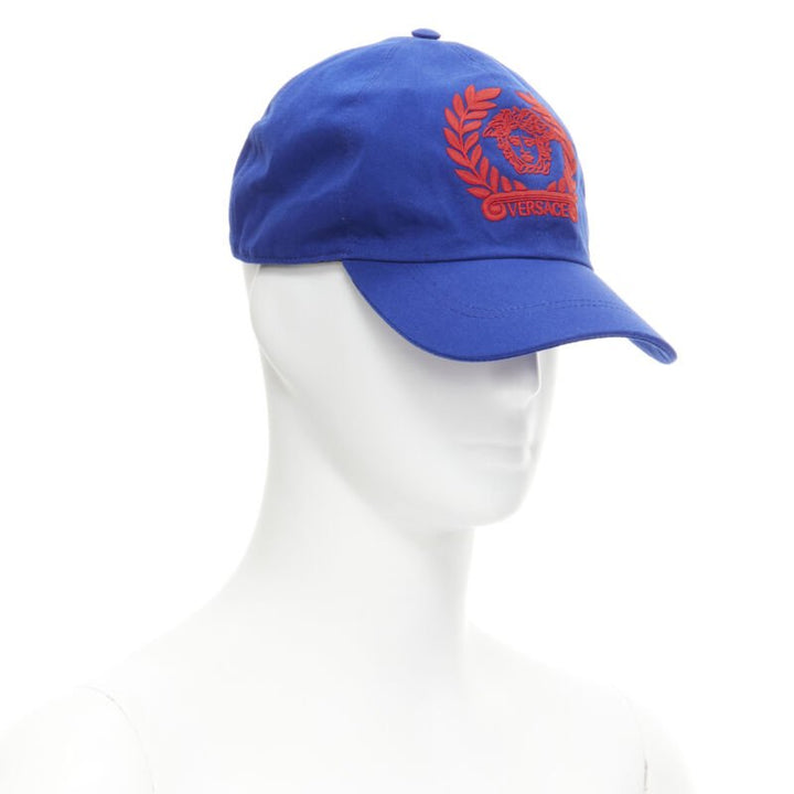 VERSACE blue red vintage Medusa logo embroidery baseball hat 58cm M 7 1/4