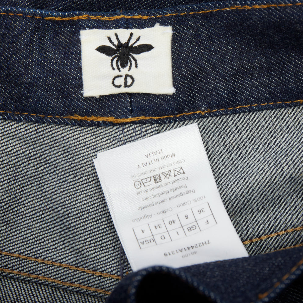 CHRISTIAN DIOR oblique cuffed indigo cotton raw boyfriend pants jeans FR36
