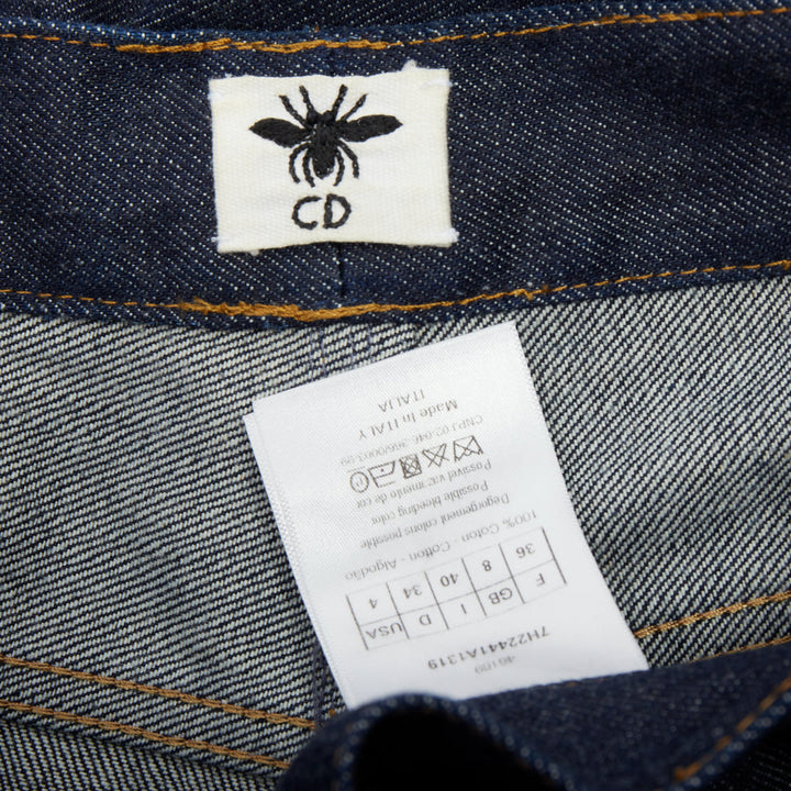 CHRISTIAN DIOR oblique cuffed indigo cotton raw boyfriend pants jeans FR36