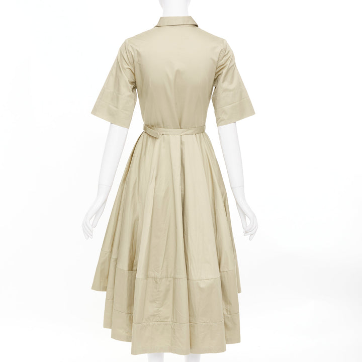CO COLLECTIONS Essentials khaki cotton poplin belted asymmetric flared dress XS