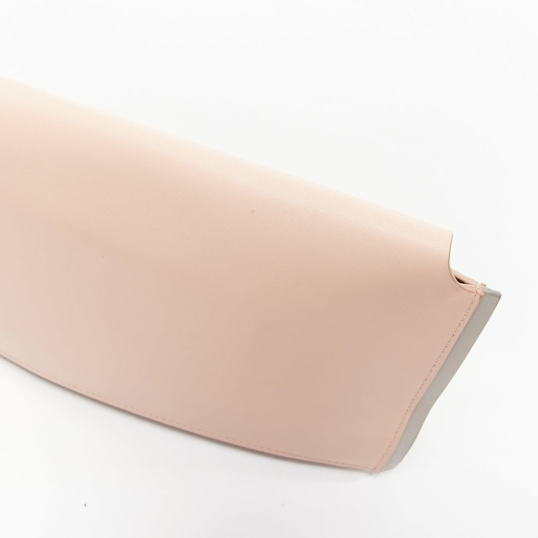 JIL SANDER pink grey smooth leather loop through envelope long clutch bag