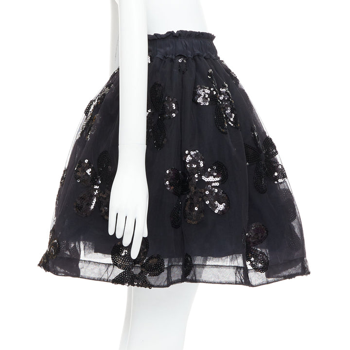 SIMONE ROCHA black floral sequin embellished tulle tutu skirt UK4 XXS