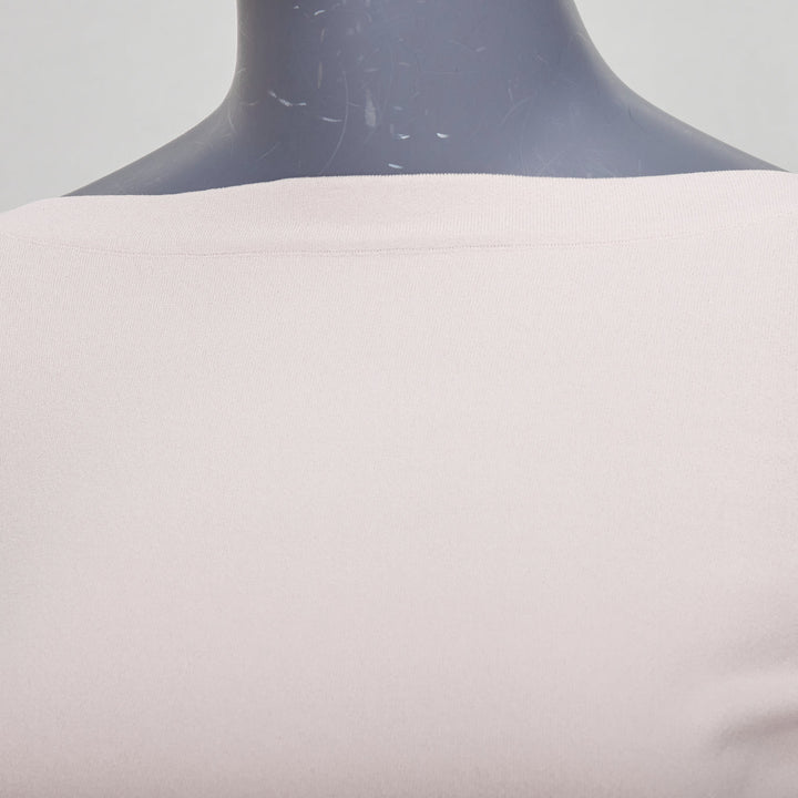 ALAIA white viscose blend cropped sleeved bateau neck sweater FR36 S