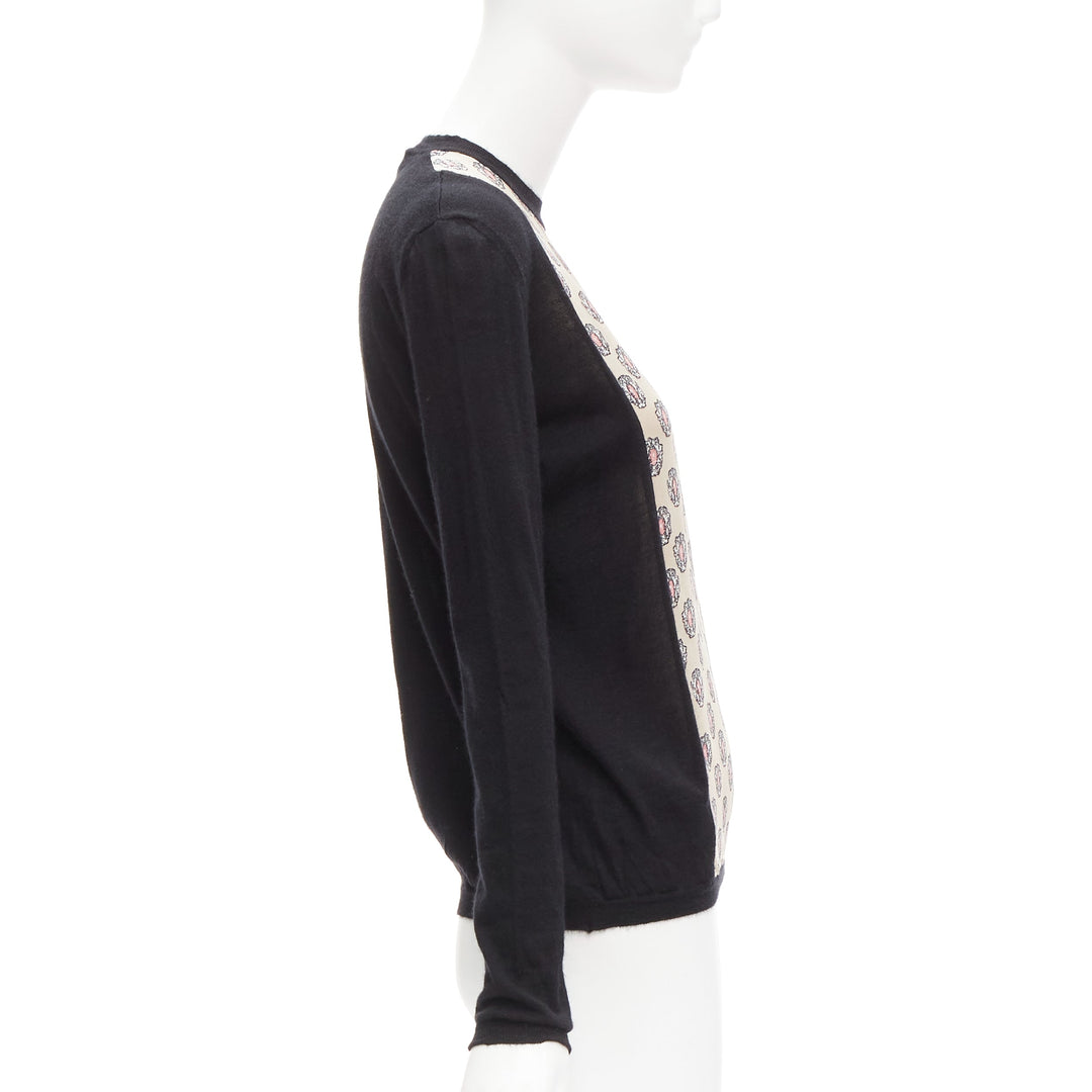 MARNI cashmere silk beige pink jewel print panel black sweater IT40 S