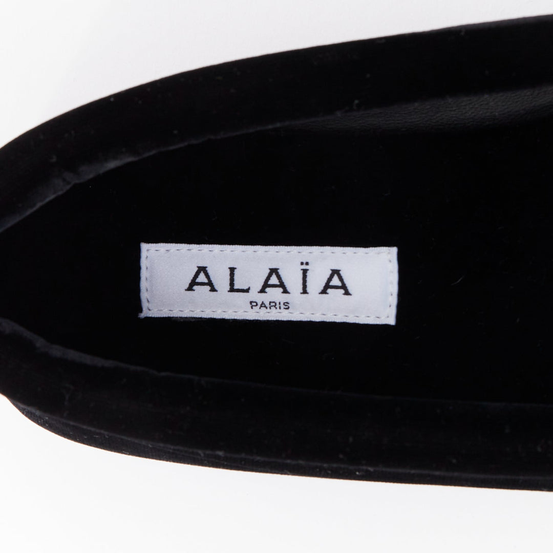 ALAIA black velvet padded 3D outline low vamp ballerina flats EU38