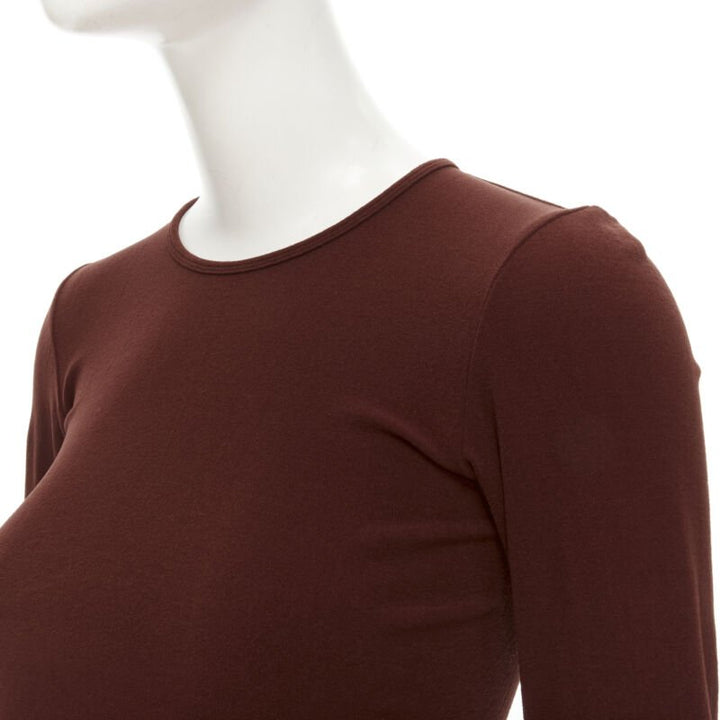 COMME DES GARCONS 1997 Lumps Bumps brown nylon blend crew neck knit cropped top