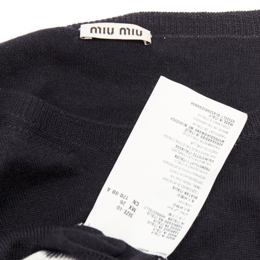 MIU MIU 2013 black cashmere silk tie dye cinched waist pullover sweater IT40 S