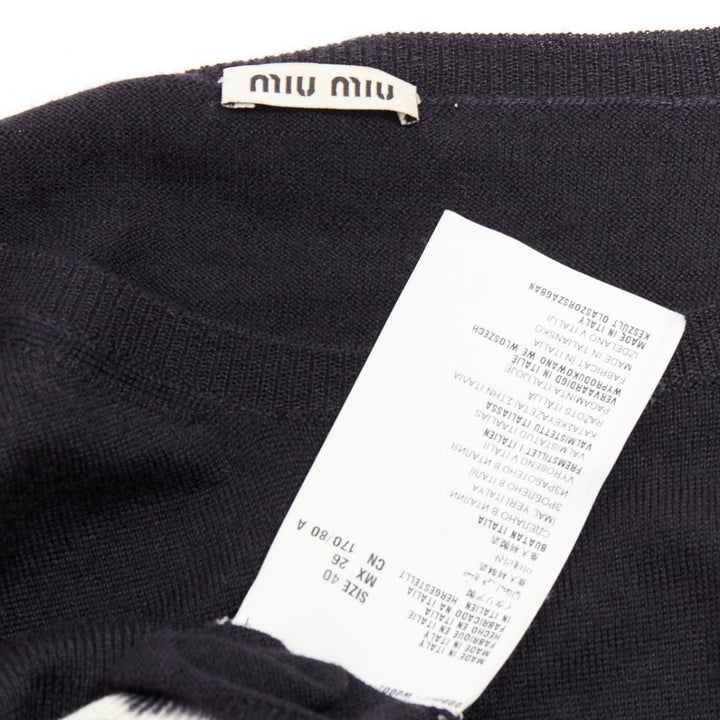 MIU MIU 2013 black cashmere silk tie dye cinched waist pullover sweater IT40 S