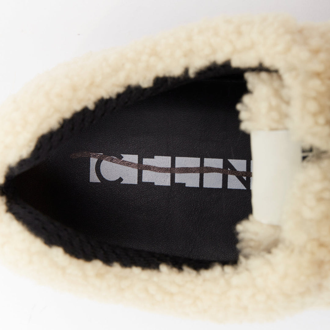CELINE Delivery beige shearling black midsoles chunky sneakers EU40