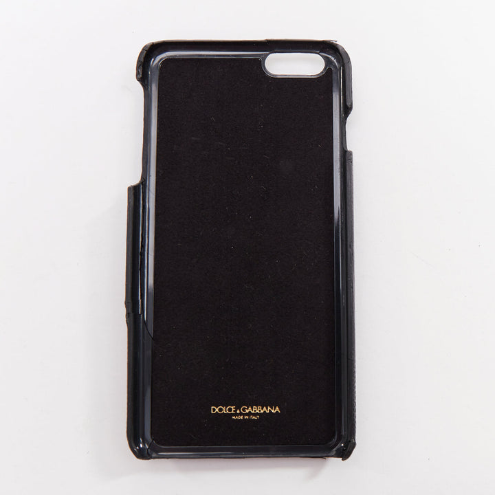 DOLCE GABBANA IPhone 6 black leather yellow green rhinestone crystal cover case