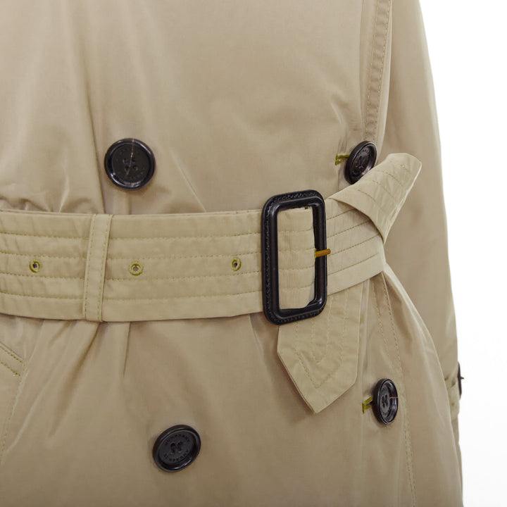 BURBERRY Amberford beige nylon tafetta House Check hooded trench coat IT38 XS