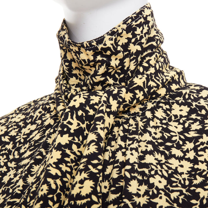 OLD CELINE Phoebe Philo 2016 Runway yellow black floral hi neck dress FR36 S