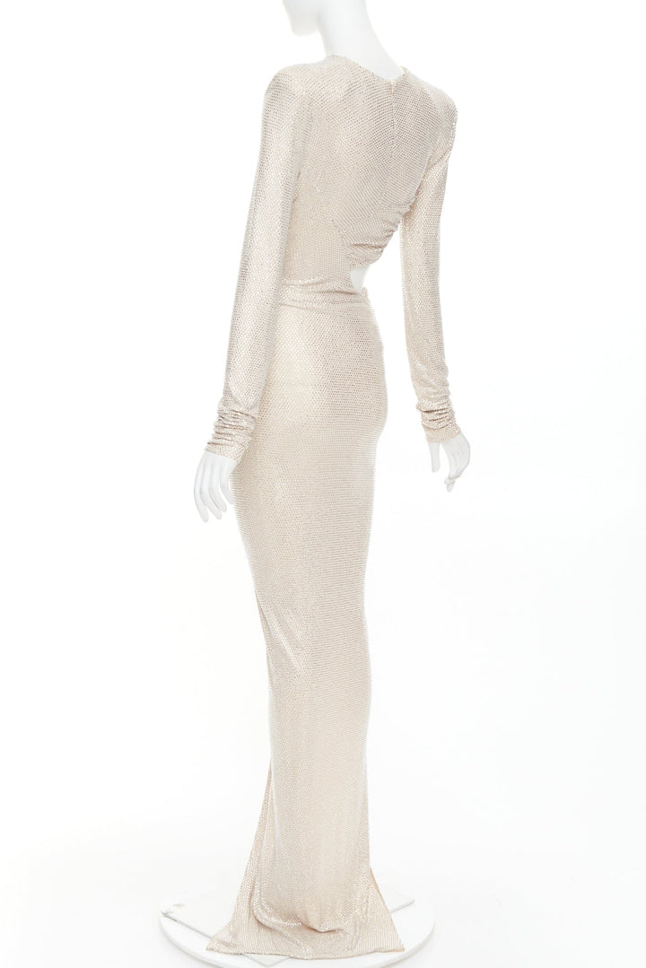 ALEXANDRE VAUTHIER 2023 Bridal ivory diamond strass crystal cut out draped gown