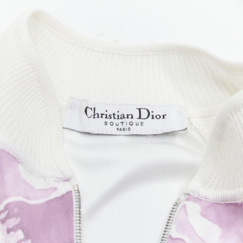 CHRISTIAN DIOR Vintage Y2K pink Trotteur monogram Cherry Blossom half zip top S