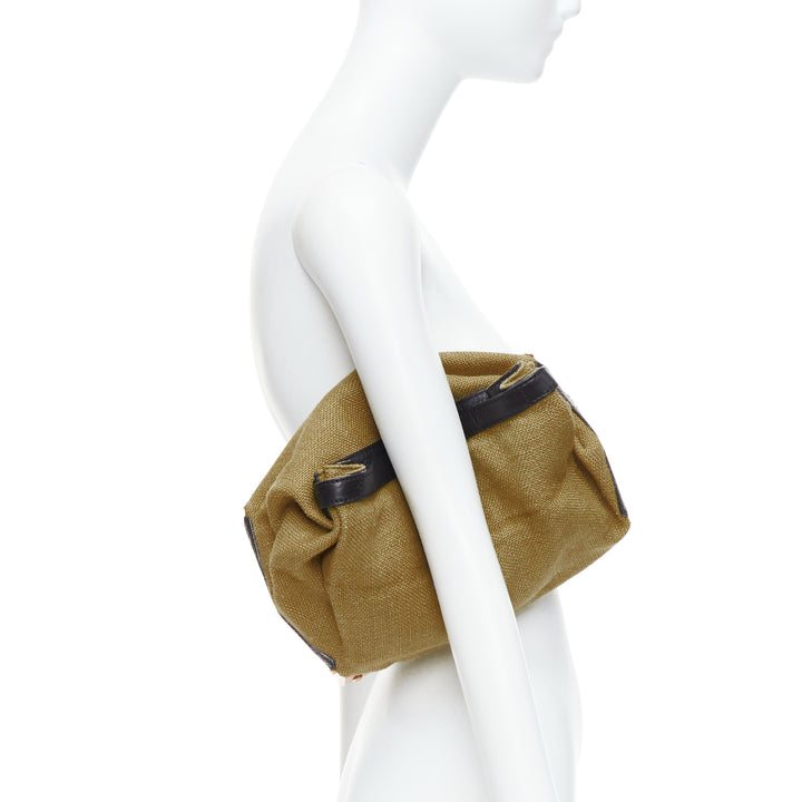 ALEXANDER WANG Adele beige black canvas metal corner lunch clutch bag