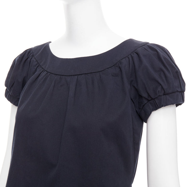 DOLCE GABBANA black cotton bateau puff sleeves sack dress IT40 S