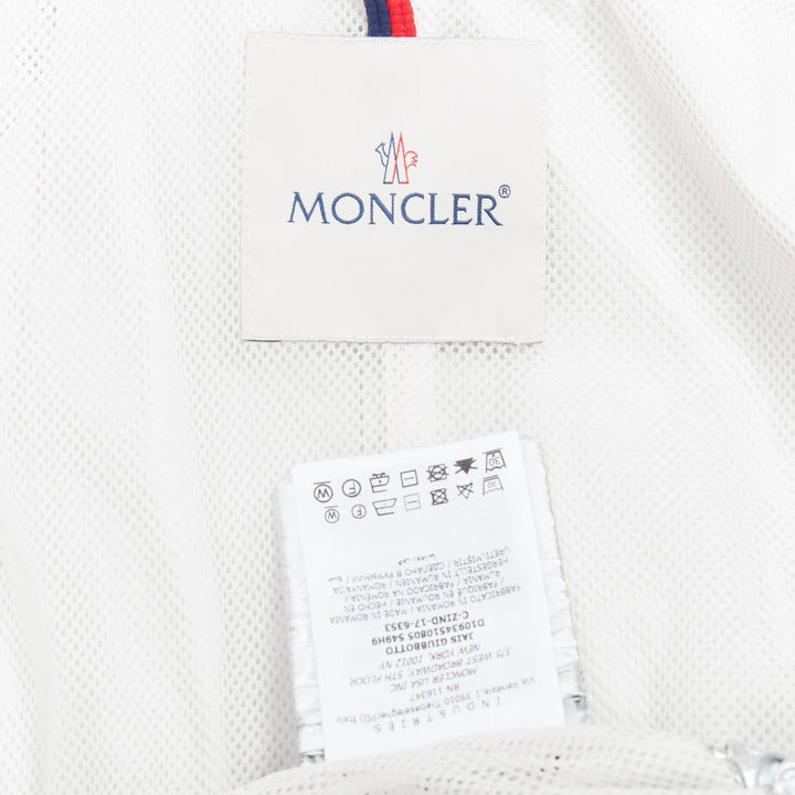 MONCLER silver coated cotton ruched waist hooded windbreaker Sz2