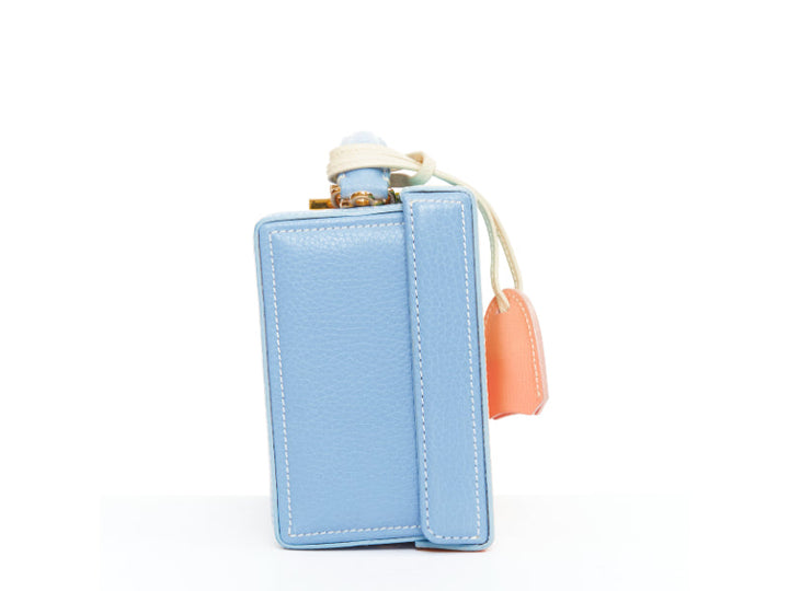 MARK CROSS Grace 18 blue multicolor calfskin patchwork crossbody vanity box bag