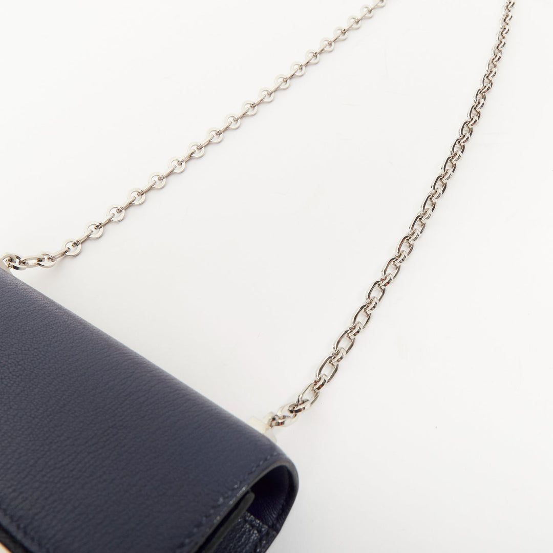 HERMES Runway Verrou Chaine Mini deep blue chevre leather shoulder handbag bag
