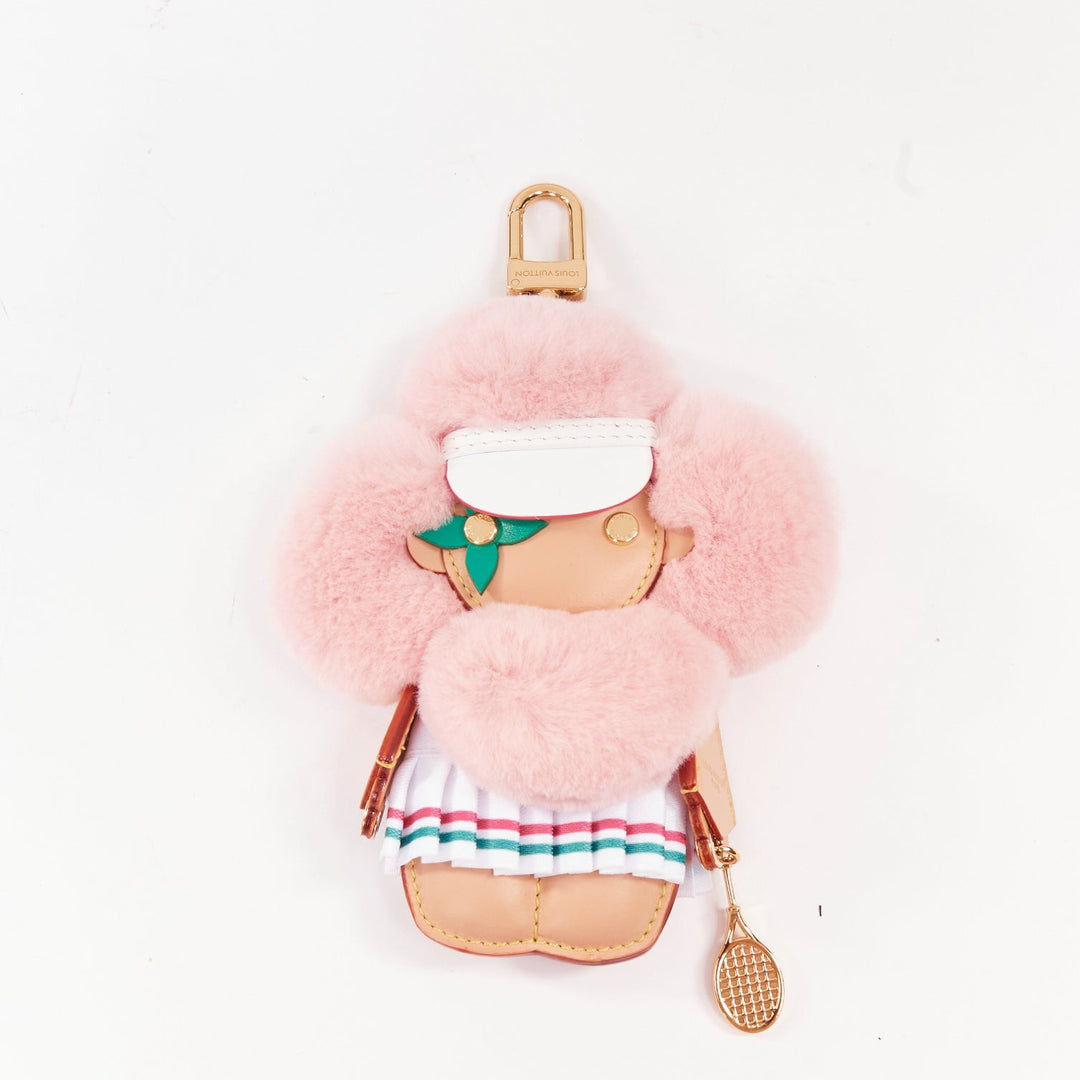 rare LOUIS VUITTON Vivienne Fashionista Tennis pink mink leather bag charm