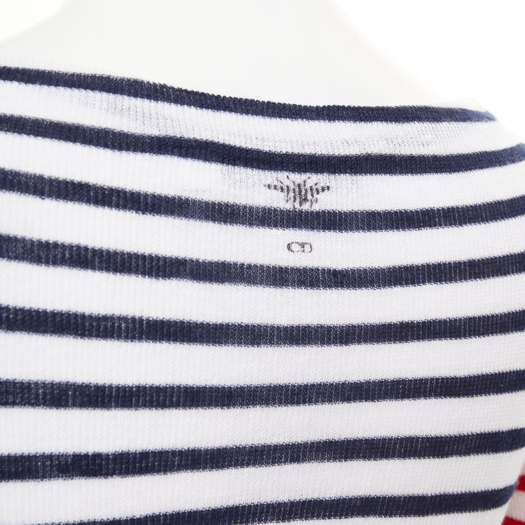 DIOR 2021 Dioramour D-Royaume dAmour red navy striped heart sweater FR34 XS