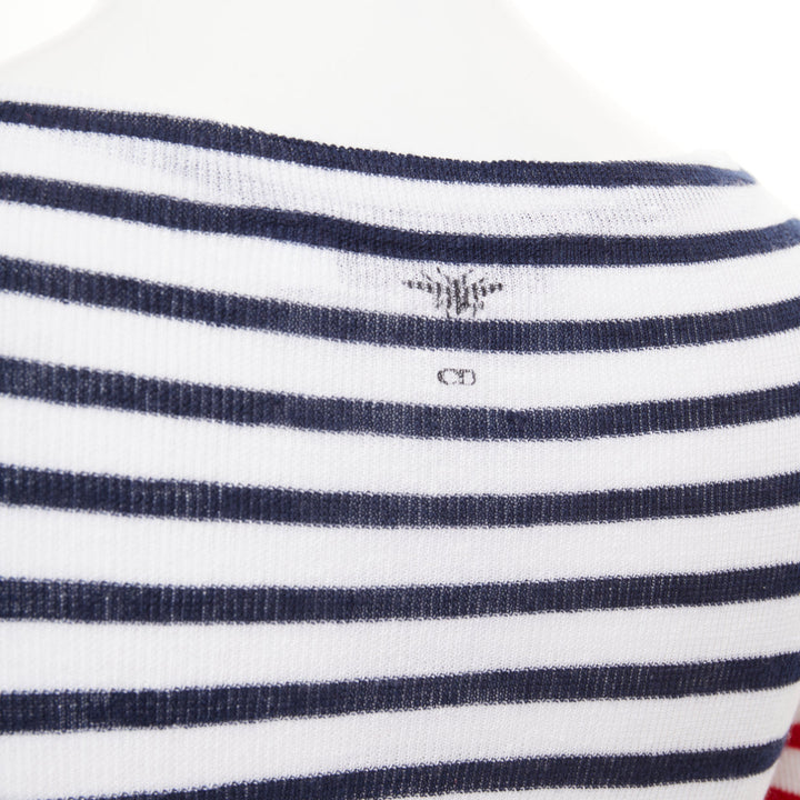 DIOR 2021 Dioramour D-Royaume dAmour red navy striped heart sweater FR34 XS