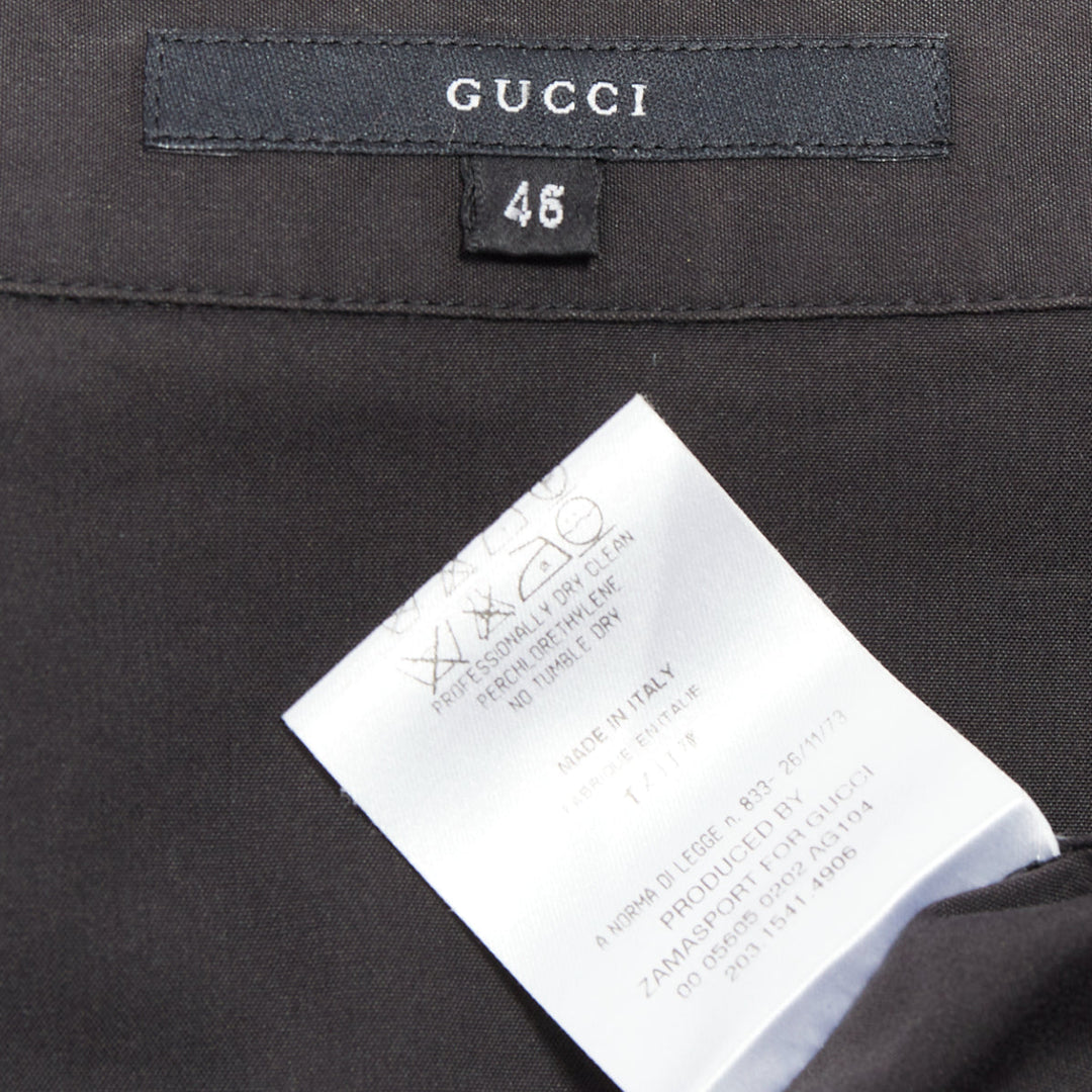 GUCCI Tom Ford 2000 black cotton blend slim fit panelled shirt IT46 XL