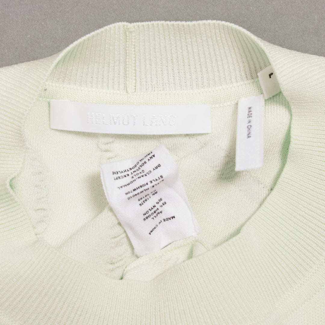 HELMUT LANG cream wiggly line motive jacquard long sleeve sweater S