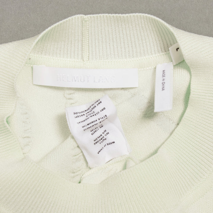 HELMUT LANG cream wiggly line motive jacquard long sleeve sweater S
