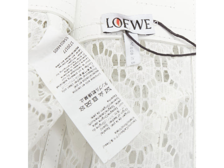 LOEWE JW ANDERSON white calfskin lace peplum obi tie sculpted corset belt S
