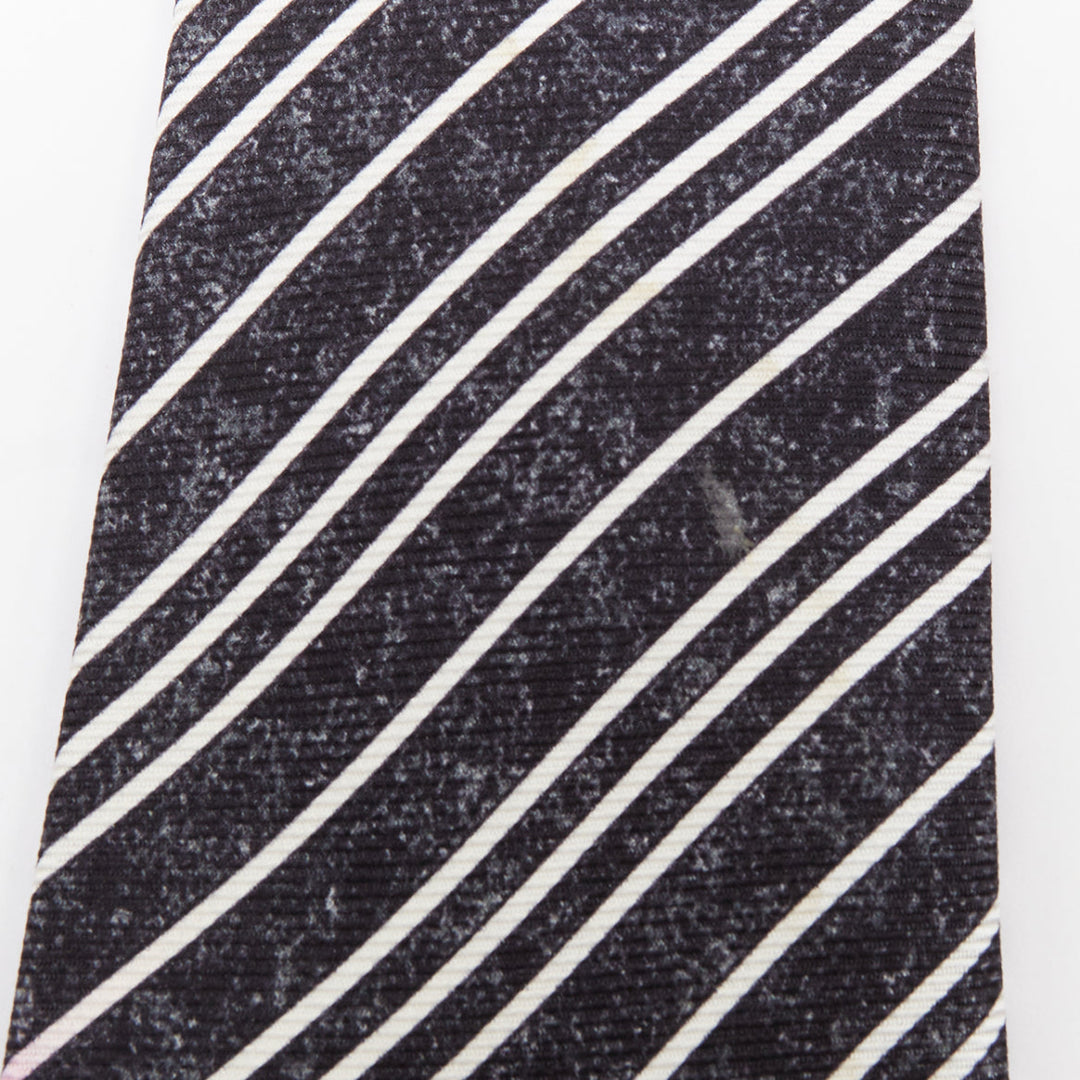 KITON NAPOLI Set of 4 100% silk blue green black white diagonal stripe dress tie