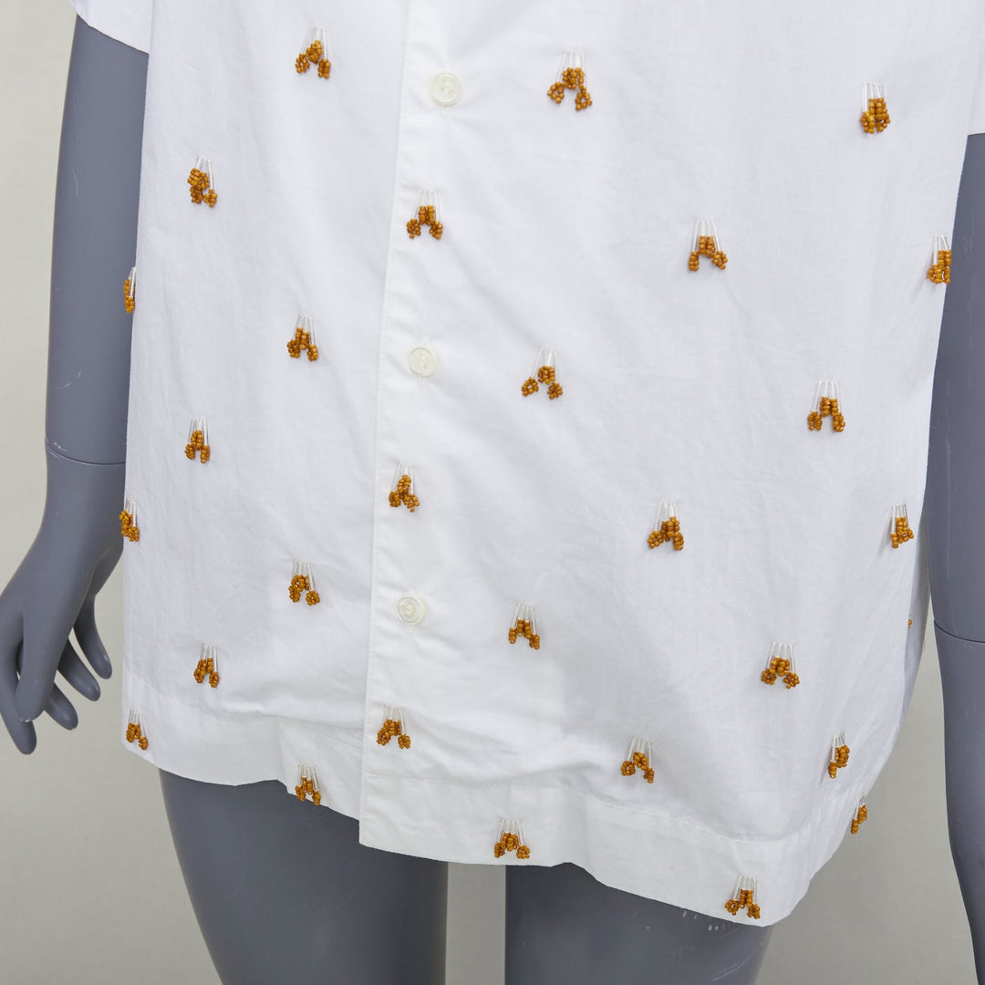 JACQUEMUS 2021 L'amour La Chemise Ble white glass embellished shirt FR34 XS