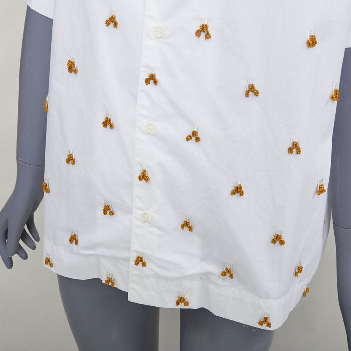 JACQUEMUS 2021 L'amour La Chemise Ble white glass embellished shirt FR34 XS