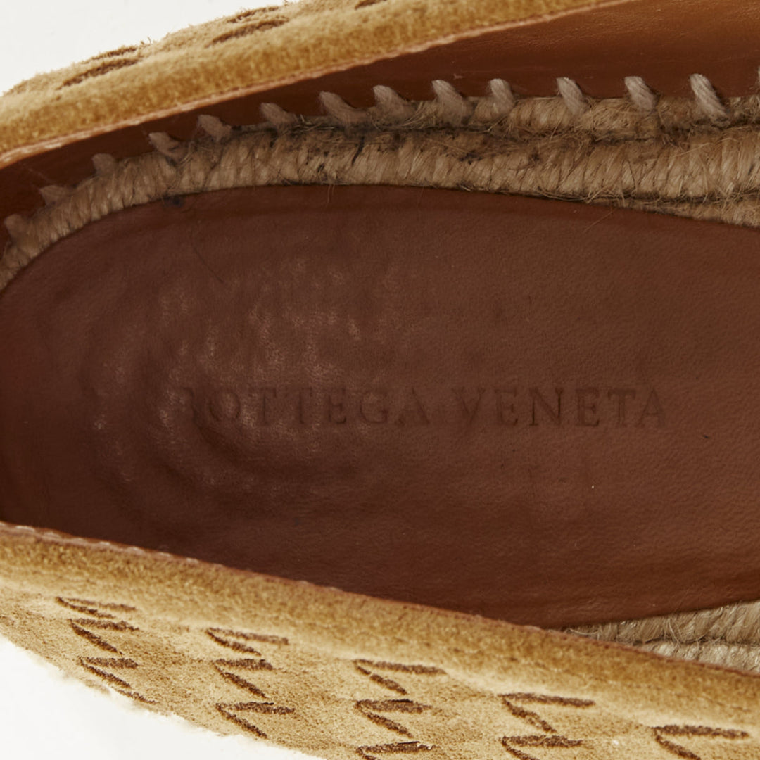 BOTTEGA VENETA 2019 Intrecciato tan brown suede slip on espadrilles flats EU39