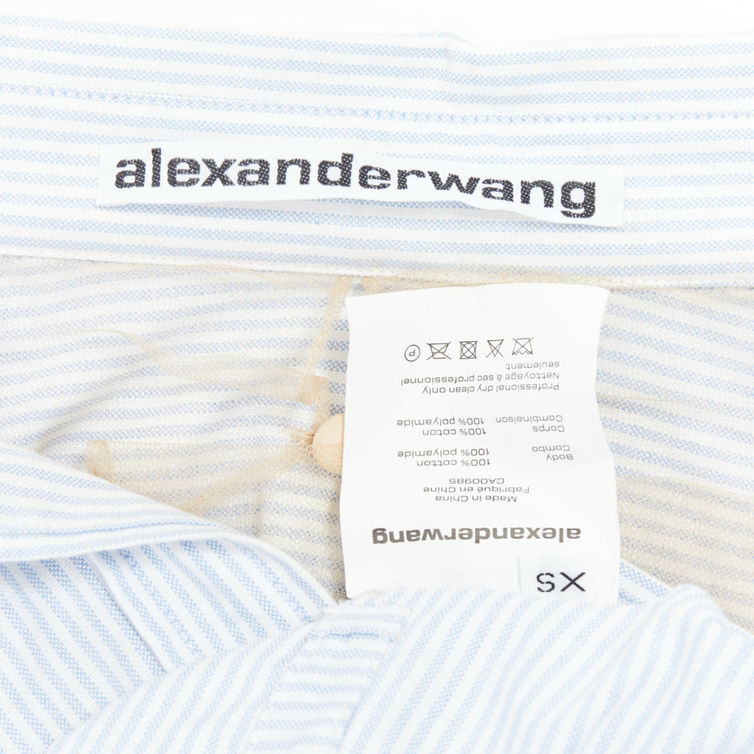 ALEXANDER WANG T blue striped Falling illusion deconstructed shirt XS