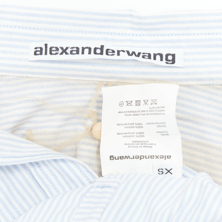 ALEXANDER WANG T blue striped Falling illusion deconstructed shirt XS